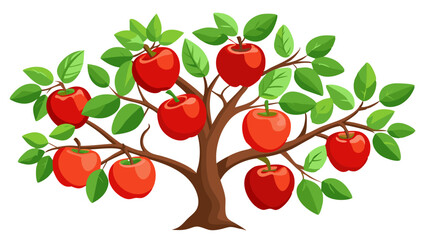 apple on tree - apple vector art, illustration of apple, apple isolated on white