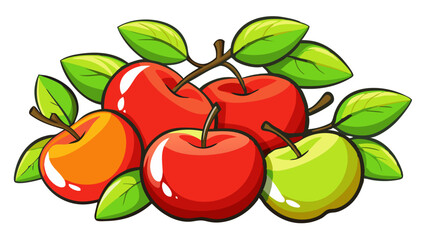 apple with leaves - apple vector art, illustration of apple, apple isolated on white