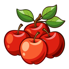 apple with green leaves - apple vector art, illustration of apple, apple isolated on white