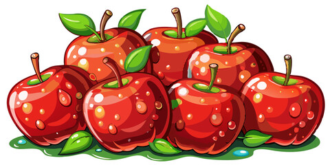 red apple with leaves - apple vector art, illustration of apple, apple isolated on white