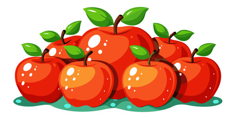 apple with green leaves - apple vector art, illustration of apple, apple isolated on white