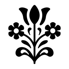 A solid icon of blooming flower art 