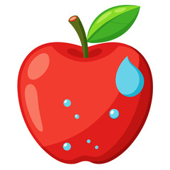 apple with leaves - apple vector art, illustration of apple, apple isolated on white