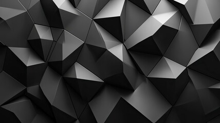 Black white dark gray abstract background. Geometric pattern shape. Line triangle polygon angle. Gradient. Shadow. Matte. 3d effect. generative ai