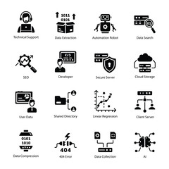Set of Data Services Glyph Icons 

