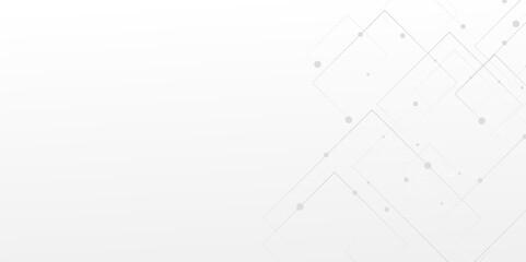 Abstract seamless pattern of randomly arranged white rectangle frames with soft on gray background. Vector abstract futuristic architecture concept with digital geometric connection lines. vector.