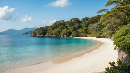 Fototapeta premium secluded beach a pristine secluded beach with background, ideas for travel magazine images