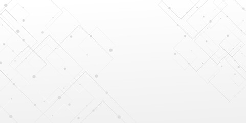 Abstract seamless pattern of randomly arranged white rectangle frames with soft on gray background. Vector abstract futuristic architecture concept with digital geometric connection lines. vector.