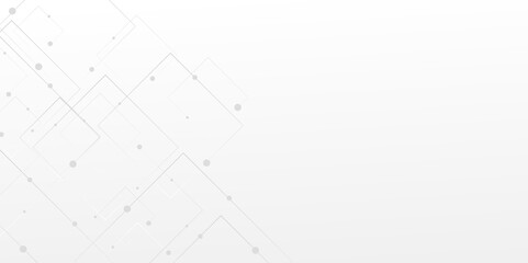 Abstract seamless pattern of randomly arranged white rectangle frames with soft on gray background. Vector abstract futuristic architecture concept with digital geometric connection lines. vector.