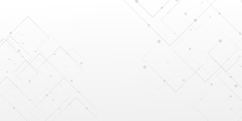 Abstract seamless pattern of randomly arranged white rectangle frames with soft on gray background. Vector abstract futuristic architecture concept with digital geometric connection lines. vector.