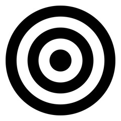 Minimalist bullseye target symbol featuring concentric circles in black and white. Concepts: aiming, precision, goal-setting.
