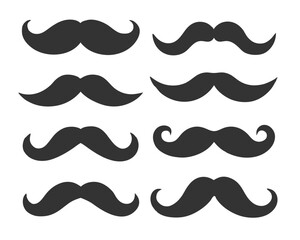 Set of unique mustache vector designs in various styles, perfect for vintage or men’s themes.
Classic mustache silhouettes in vector format, featuring handlebar, walrus, and more styles.