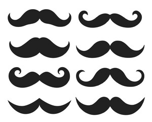 Set of unique mustache vector designs in various styles, perfect for vintage or men’s themes.
Classic mustache silhouettes in vector format, featuring handlebar, walrus, and more styles.