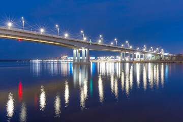Town bridge at night.