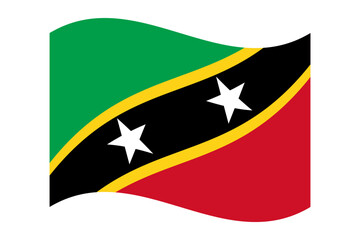 Wavy flag of Saint Kitts and Nevis, isolated on a transparent background. Flag of the Federation of Saint Christopher and Nevis. Vector illustration