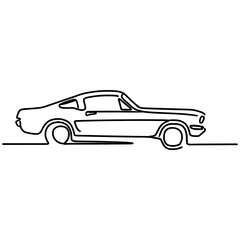 Obraz premium Retro car in line art drawing style.