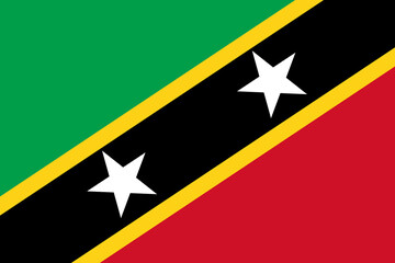 The official national flag of Saint Kitts and Nevis. Flag of the Federation of Saint Christopher and Nevis. Correct proportions and colors. Vector illustration