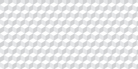 Seamless white geometric cube creative concept triangle overlapping overlap square technology background. geometric digital cubes fabric and wallpaper grid block texture background.