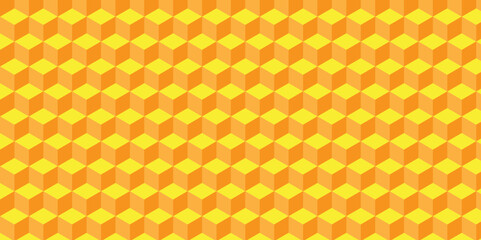 seamless pattern of honeycomb orange hexagon cube wallpaper texture background.	
