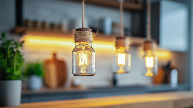 Glass bottles repurposed into eco-friendly hanging lights