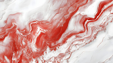 Red and white marble background. Luxury Acrylic Pour Color Liquid abstract surfaces texture Design.