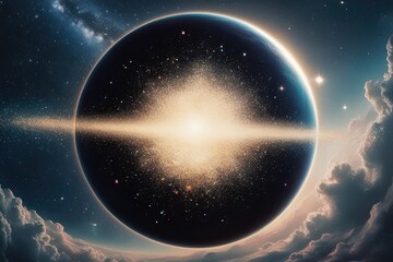 Obraz premium Radiant Cosmic Sphere of Artistic Wonder Featuring Shimmering Stardust in a Creative Universe