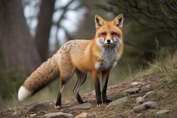 Fototapeta premium Solitary Fox in Natural Habitat - Wildlife and Wilderness Clip Art