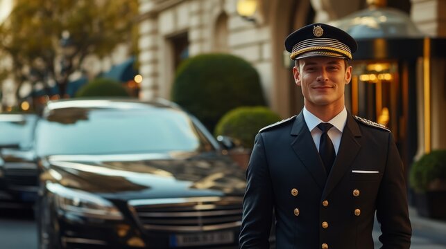 Valet Parking Service at a Luxury Hotel. This image captures the elegance and convenience of high-end hospitality service