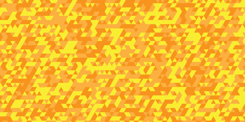 Abstract geometric orange and yellow seamless mosaic and low polygon triangle texture wallpaper. Triangle shape retro wall grid pattern ornament tile vector square element background