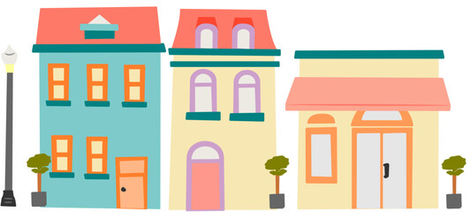 colorful tall city building