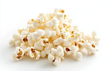 Popcorn close up isolated on white background. Generative AI.