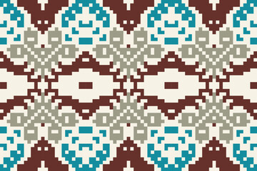 Handicraft Abstract Seamless Geometric Patternfolk Embroidery, Aztec Geometric Ornament Print. Design for Carpet, Wallpaper, Clothing, Wrapping, Fabric