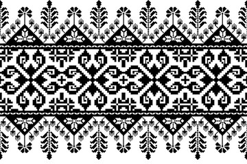 black and white seamless pixel art pattern