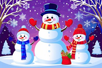 Vibrant Vector Snowman Illustrations for a Whimsical Winter Experience