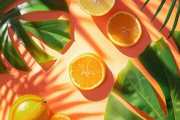 Fresh oranges arranged neatly on a wooden table, perfect for decoration or photography