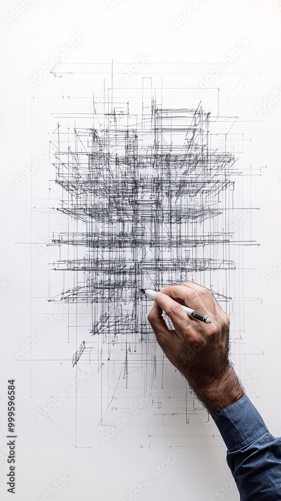 Poster a designer using ai to convert hand-drawn sketches into fully rendered 3d models, ai sketch to model