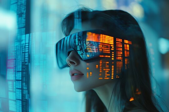 Empowering women in finance  virtual reality and holograms transforming stock market trading - Powered by Adobe