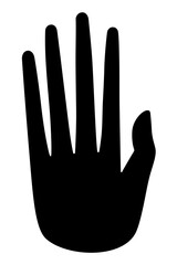Image of a flat, stylized human hand, an artifact of the Hopewell tradition, pre-Columbian Native Americans. Cut out from sheet mica, about 2000 years old, excavated in the Hopewell Mound Group, Ohio.