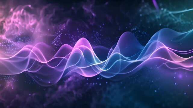 Blue and Pink Wave Soars in the Air, A fantasy visualization of how soundwaves from a podcast travel through the ether
