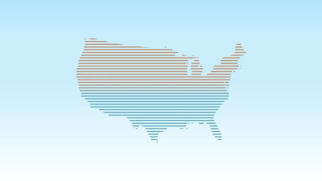 United States of America map using straight white lines on a light background
