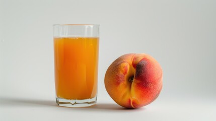 Glass of Peach Juice with Peach