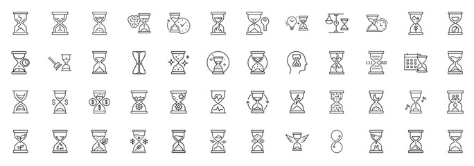hourglass sandglass line art icon set