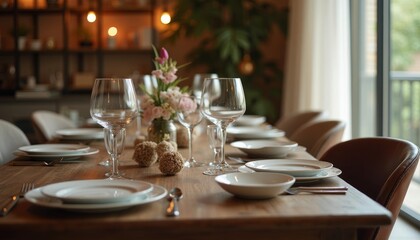 Fototapeta premium Elegant table setting ready for a special occasion