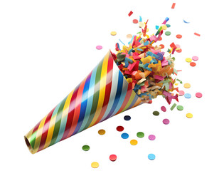 Fototapeta premium Party popper, Celebration, surprise, birthday party decoration with transparent background