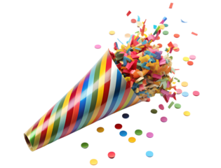 Party popper, Celebration, surprise, birthday party decoration with transparent background
