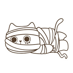 Halloween Mummy Cat Line Art,  Mummy Cat Line Art Magic