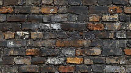 Obraz premium A weathered brick wall with a dark grey color and red brick accents.