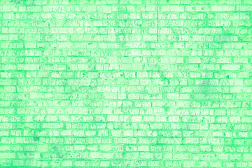 old shabby wall of green brick color as  abstract background in loft style
