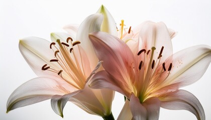 Fototapeta premium Transparent Lily Blossoms Overlaid on White