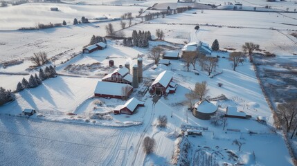 Snowy Farm in Winter Wonderland